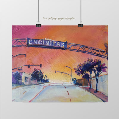 Encinitas Sign, Orange Sky - Sunny-Creek-Studios