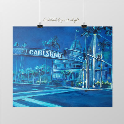 Carlsbad Sign, Nighttime - Sunny-Creek-Studios